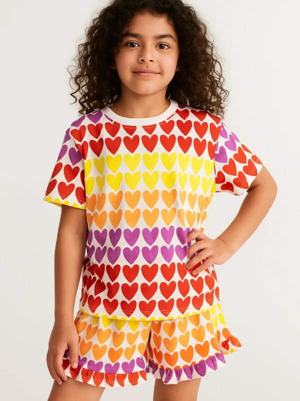 Gradient Hearts Premium Oversized Co-ord Set