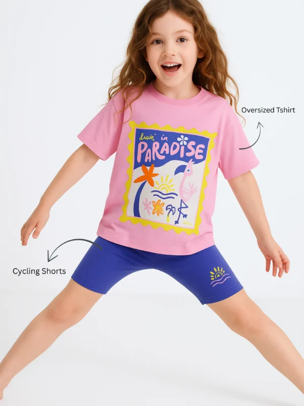 Paradise Playtime Oversized Cycling Shorts Set