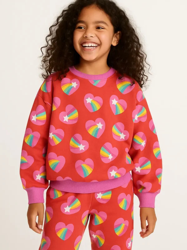 Winter Fleece- Rainbow heart Sweatshirt set