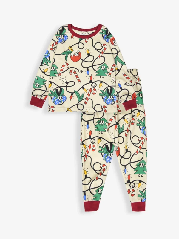 Pyjama Set: Beige Jolly Christmas Print Loungewear
