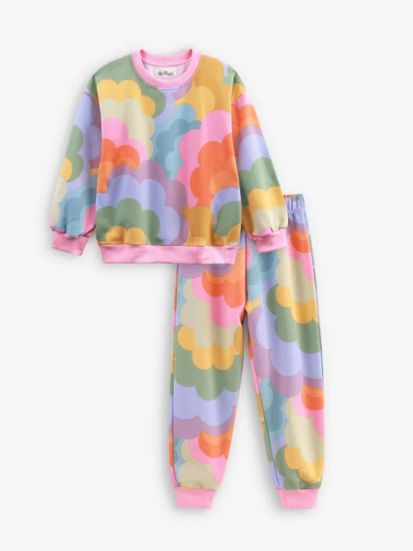 Winter Fleece: Skyfull Clouds Rainbow Sweatshirt Set