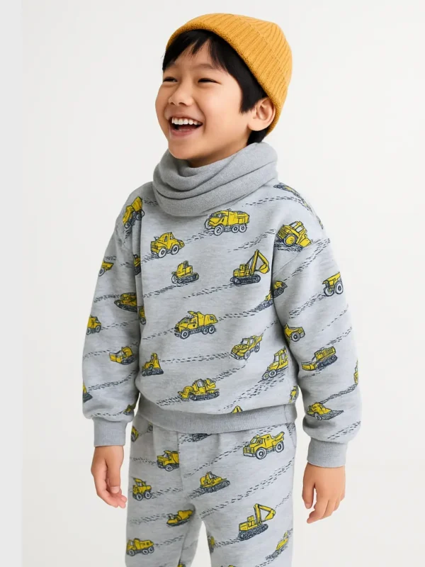 Winter Fleece: Yellow Digger Cozy Sweatshirt Set