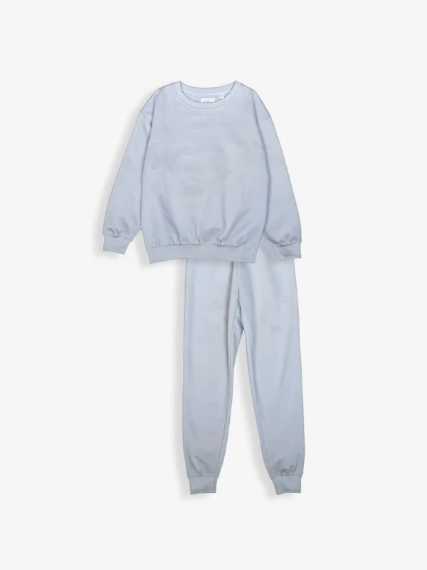 Premium Winter Fleece: Light Grey Sweatshirt Set