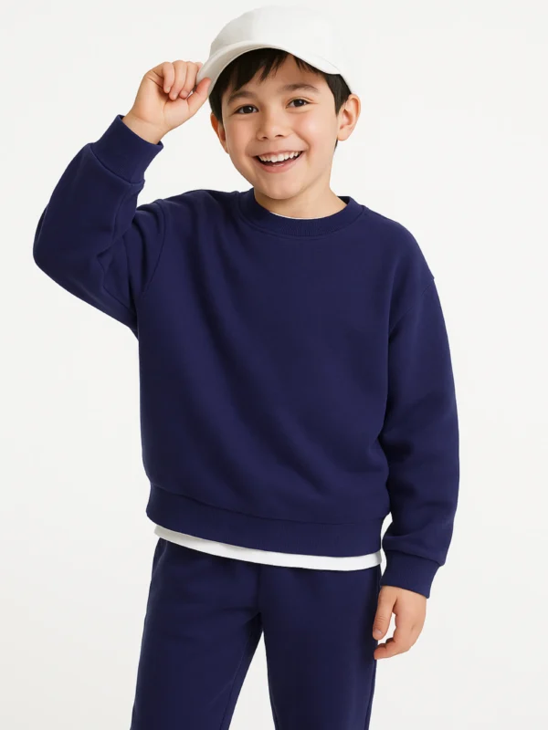 Premium Winter Fleece: Navy Blue Sweatshirt Set